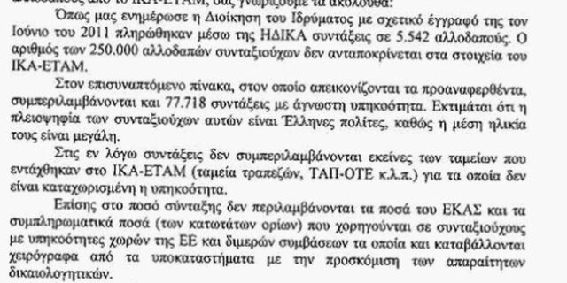 Το ΙΚΑ και οι αγνώστου υπηκόοτητας συνταξιούχοι