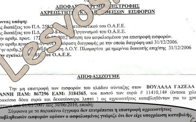 Ταμείο εισέπραξε εισφορές 11.500 ευρώ που δεν οφείλονταν και αρνείται να τα επιστρέψει!