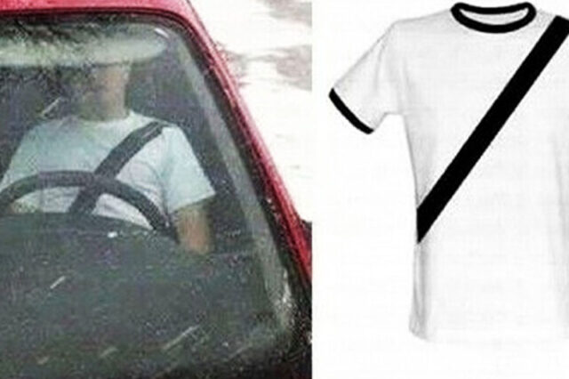 Ζώνη ασφαλείας τυπωμένη σε T-Shirt από τους Κινέζους για να παραπλανήσουν την αστυνομία!