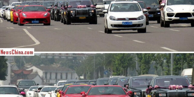 Κομβόι από Supercars και λιμουζίνες σε γάμο στην Κίνα