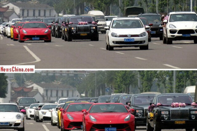 Κομβόι από Supercars και λιμουζίνες σε γάμο στην Κίνα