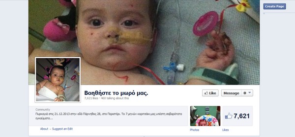 Έκκληση για βοήθεια βρέφους που υπέστη σοβαρά εγκαύματα σε φωτιά