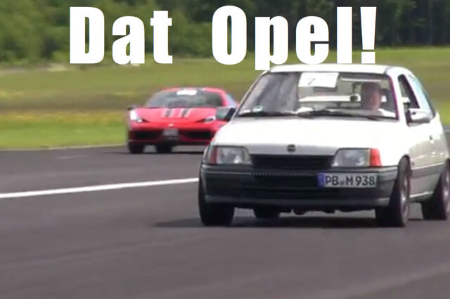 BINTEO. Το Opel Kadett που δείχνει τις εξατμίσεις του σε Ferrari 458 Speciale και Porsche 997 Turbo S