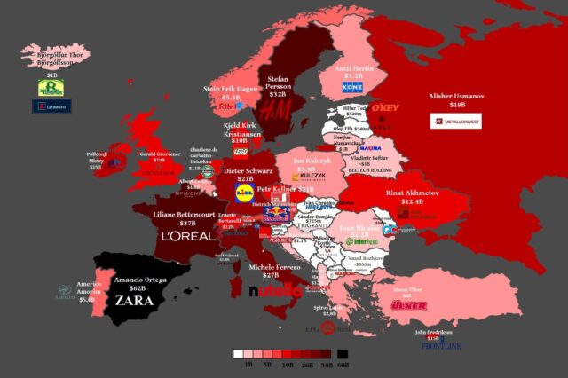 Χάρτης: Αυτοί είναι οι πλουσιότεροι της Ευρώπης