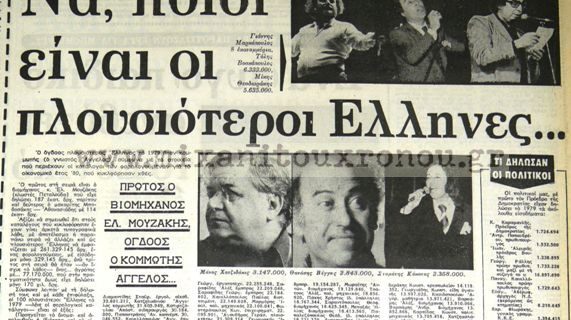 Μηχανή του χρόνου: Οι πλουσιότεροι Έλληνες το 1979 (και τότε η φοροδιαφυγή οργίαζε)