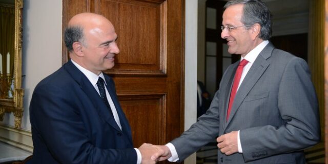 Ευρωπαϊκή στήριξη στην κυβέρνηση κατόπιν παράτασης. Συνάντηση Σαμαρά-Μοσχοβισί