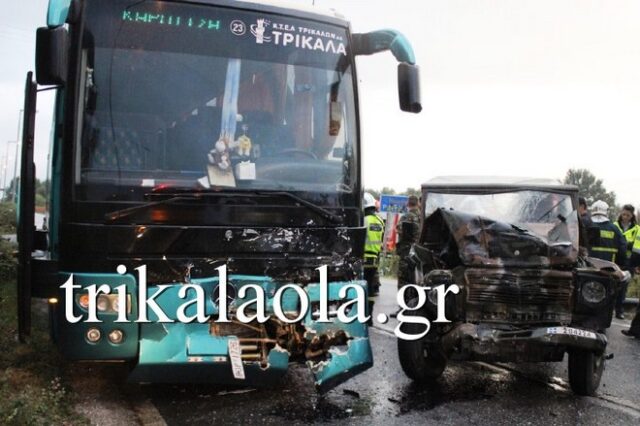Τρίκαλα: Επτά υπαξιωματικοί της ΣΜΥ τραυματίες σε σύγκρουση λεωφορείου ΚΤΕΛ με στρατιωτικό όχημα