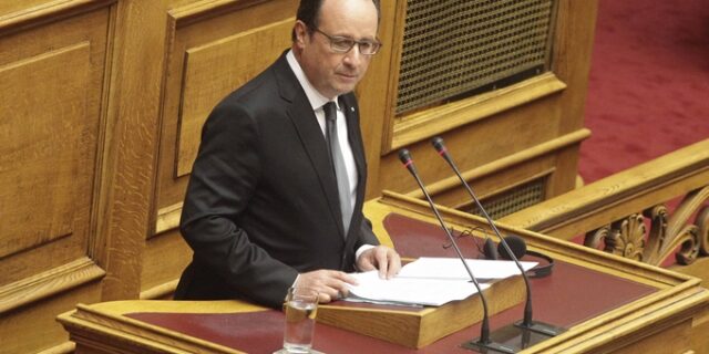 Ολάντ στη Βουλή: Πήρα το μήνυμα της ελληνικής κυβέρνησης για προστασία από πλειστηριασμούς