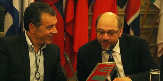 Συνάντηση του Σταύρου Θεοδωράκη με τον Μάρτιν Σουλτς για το προσφυγικό