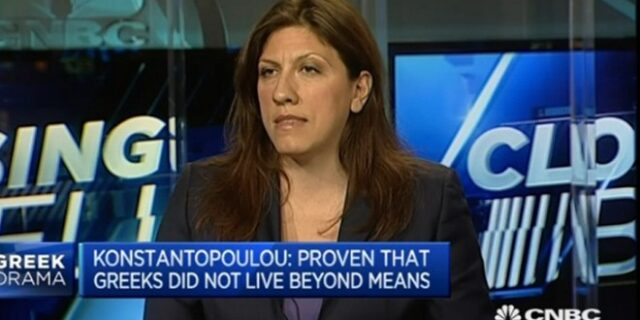 Κωνσταντοπούλου στο CNBC: Μύθος ότι οι Έλληνες ζούσαν πέρα από τις δυνατότητές τους