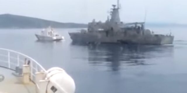 Βίντεο-ντοκουμέντο: Η κανονιοφόρος Κραταιός διώχνει τουρκική ακταιωρό από τις Οινούσσες