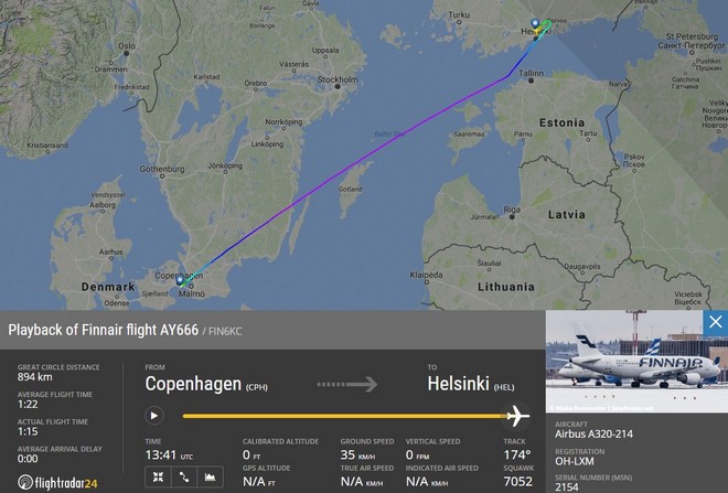 Η πτήση 666 της Finnair, με αεροπλάνο ηλικίας 13 ετών, προσγειώθηκε στο HEL στις 13:31 μ.μ