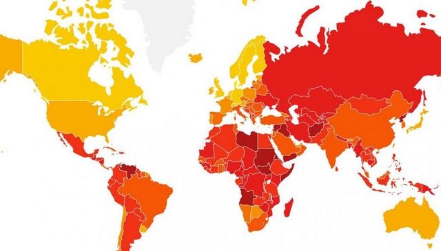 Χάρτης: Αυτές είναι πιο διεφθαρμένες χώρες του κόσμου