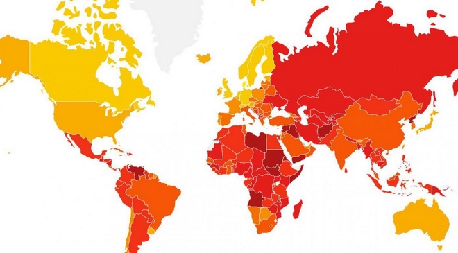 Χάρτης: Αυτές είναι πιο διεφθαρμένες χώρες του κόσμου