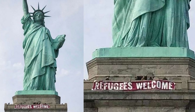 Το Άγαλμα της Ελευθερίας καλωσορίζει τους πρόσφυγες στις ΗΠΑ