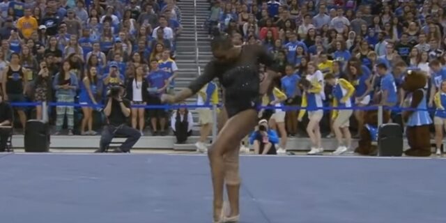 Γυμνάστρια της ενόργανης με χορογραφίες της Beyonce