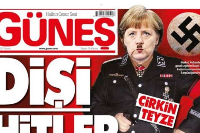 Τουρκική εφημερίδα: Φωτομοντάζ που εμφανίζει την Μέρκελ σαν Χίτλερ