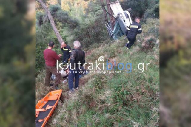 Λουτράκι: Τρεις τραυματίες από πτώση αυτοκινήτου σε γκρεμό