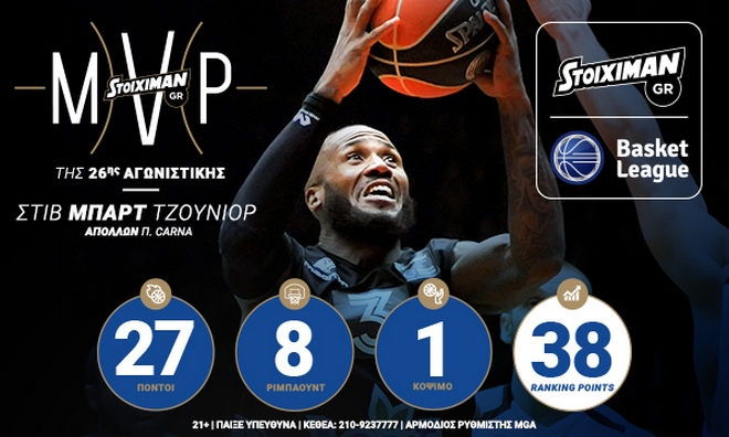 STOIXIMAN.GR MVP της τελευταίας αγωνιστικής ο Μπαρτ Τζούνιορ
