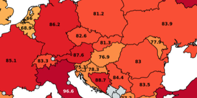 Χάρτης: Οι μεγαλύτερες διαφορές θερμοκρασίας στην Ευρώπη