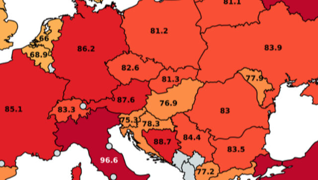 Χάρτης: Οι μεγαλύτερες διαφορές θερμοκρασίας στην Ευρώπη