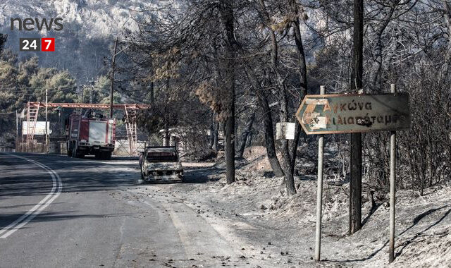 Στάχτη και αποκαΐδια ο Κάλαμος: Η εικόνα μετά τη φωτιά