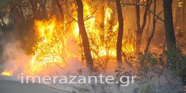 Ελικόπτερο της Πυροσβεστικής εντόπισε εμπρηστές στη Ζάκυνθο