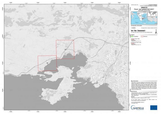 Χαρτογραφούνται άμεσα οι πληγείσες από την πλημμύρα περιοχές στην Δυτική Αττική