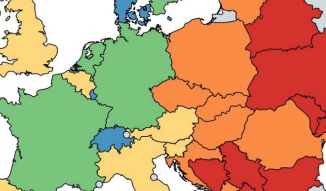 Χάρτης: Οι μέσοι μισθοί στην Ευρώπη. Που είναι 4.420 ευρώ και που 190 ευρώ