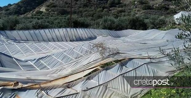 Καταστροφές από θυελλώδεις ανέμους στην Ιεράπετρα – Ξεκινά η καταγραφή ζημιών