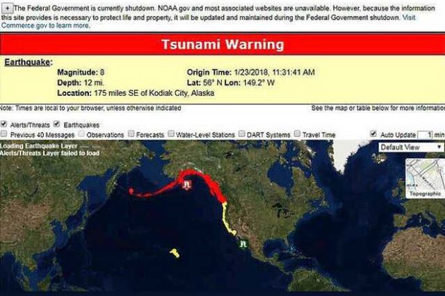 Αλάσκα: Λήξη συναγερμού για το τσουνάμι μετά τα 8,2 Ρίχτερ