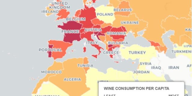 Χάρτης: Σε ποιες χώρες ρέει άφθονο το κρασί – Πόσο καταναλώνουμε στην Ελλάδα;