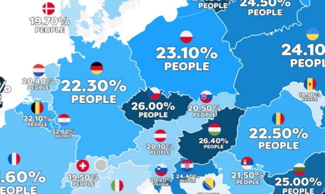 Χάρτης: Η Ευρώπη των παχύσαρκων- Πού ζουν οι περισσότεροι