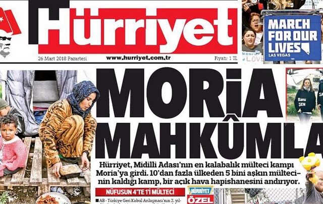 Η Hurriyet μιλάει για ‘κρατούμενους πρόσφυγες’ στη Μόρια
