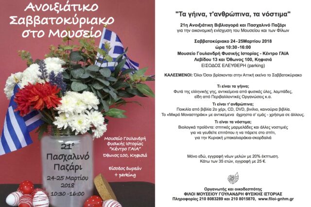 Οι Φίλοι του Μουσείου Γουλανδρή Φυσικής Ιστορίας καλούν μικρούς και μεγάλους στο 21ο Πασχαλινό Παζάρι