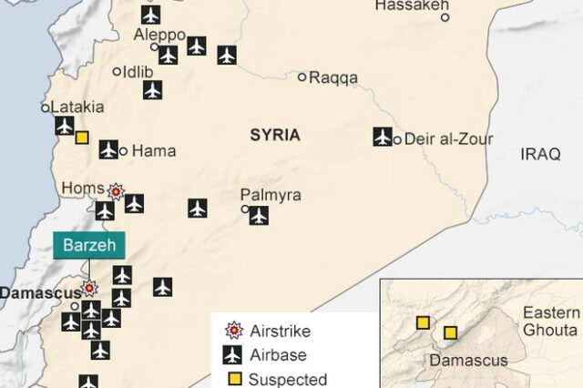 Χάρτης: Σε αυτές τις περιοχές της Συρίας έπεσαν πύραυλοι