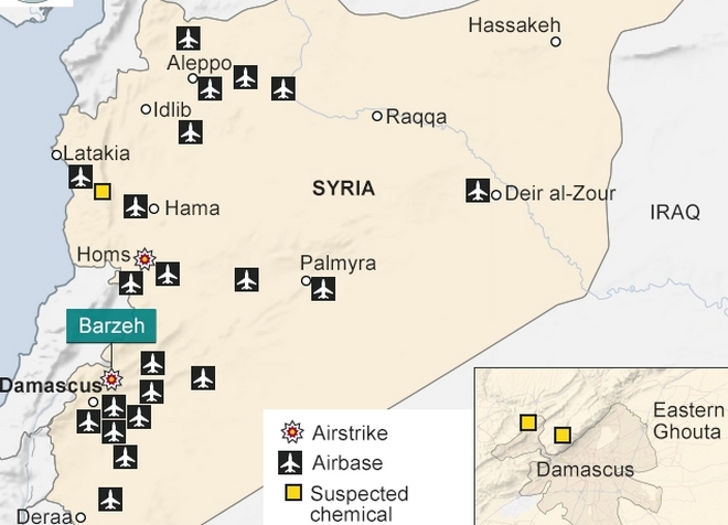 Χάρτης: Σε αυτές τις περιοχές της Συρίας έπεσαν πύραυλοι