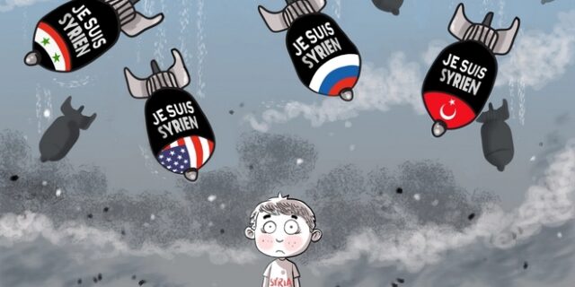 Je suis Syrien: Ο Δημήτρης Γεωργοπάλης και η πρωτιά του αντιπολεμικού του σκίτσου