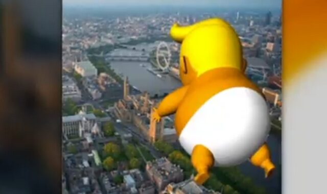 Ένα τεράστιο οργισμένο μωρό Τραμπ θα πετάει πάνω από το Λονδίνο