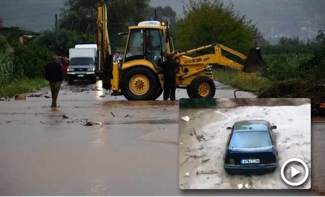 Κακοκαιρία στην Αργολίδα: Πλημμύρισε η Νέα Κίος – Τα νερά παρασύρουν αυτοκίνητα