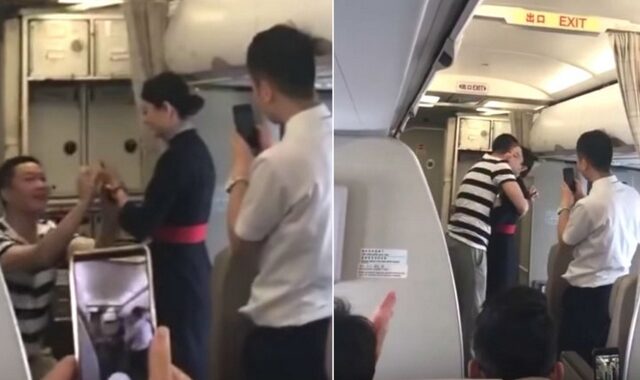 Βρήκε γαμπρό και έχασε καριέρα: Απέλυσαν αεροσυνοδό που δέχθηκε πρόταση γάμου εν πτήσει