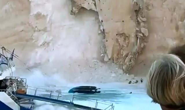 Νέο βίντεο ντοκουμέντο από την Ζάκυνθο: Η συγκλονιστική στιγμή της αποκόλλησης του βράχου στο Ναυάγιο