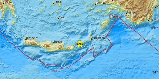 Σεισμός 4,7 Ρίχτερ μεταξύ Κρήτης και Κάσου