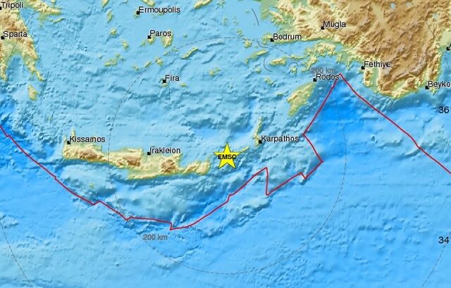 Σεισμός 4,7 Ρίχτερ μεταξύ Κρήτης και Κάσου