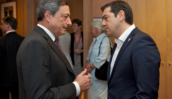 Τσίπρας με Ντράγκι- Κερέ: Εκτιμήσεις ότι το ελληνικό ομόλογο αποσυνδέεται από το ιταλικό