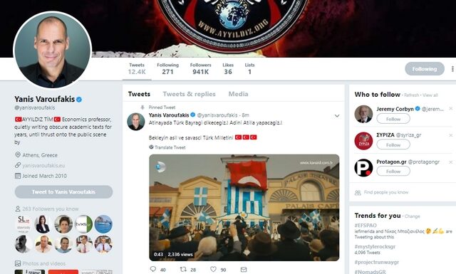 Τούρκοι χάκερς “χτύπησαν” τον Γιάνη Βαρουφάκη – Οι προκλητικές αναρτήσεις τους