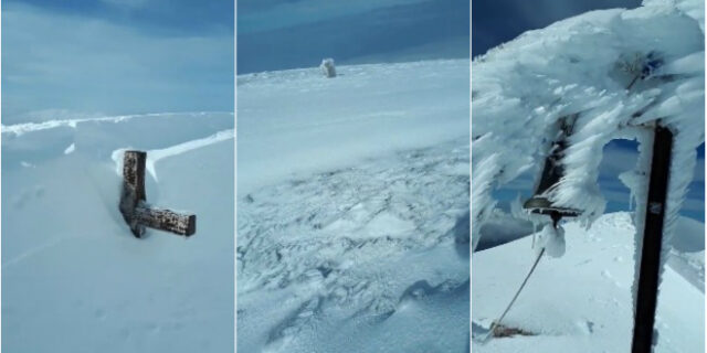 Εντυπωσιακά πλάνα από την κορφή του Ψηλορείτη, ντυμένος στα λευκά