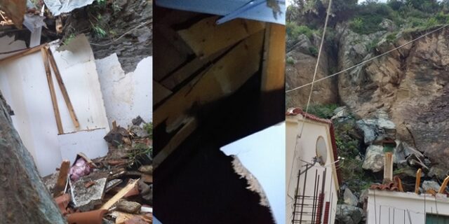 Λέσβος: Τρόμος στο Πλωμάρι – Νέα κατολίσθηση βράχων με ζημιές
