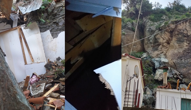 Λέσβος: Τρόμος στο Πλωμάρι – Νέα κατολίσθηση βράχων με ζημιές