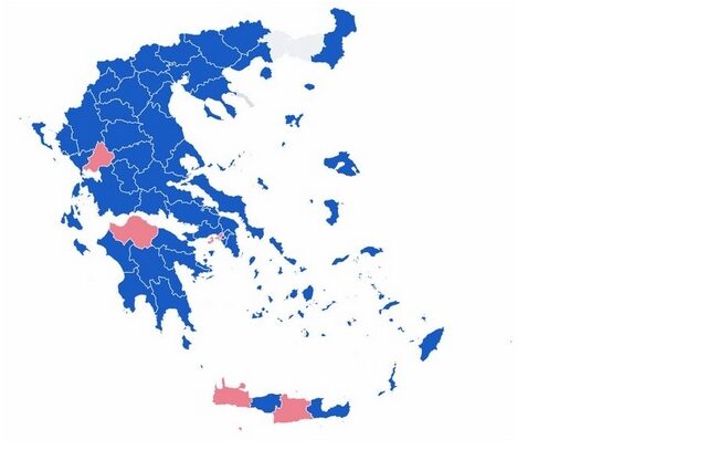 Αποτελέσματα εκλογών 2019: Ο χάρτης της Ελλάδας στο 22.05% της ενσωμάτωσης